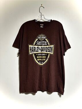 Harley-Davidson Brown Short Sleeve Tee with Yellow Accent Logo